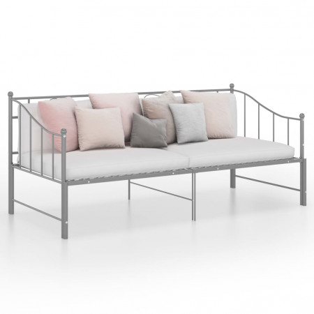 Cadru pat canapea extensibilă, gri, 90x200 cm, metal - Img 1