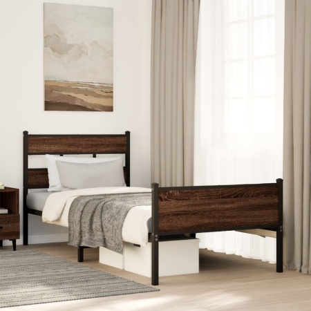 Cadru pat fără saltea stejar maro, 90x200 cm, lemn prelucrat