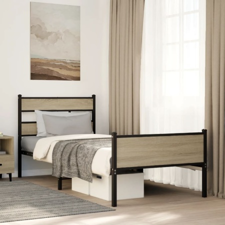 Cadru pat fără saltea stejar sonoma, 90x200 cm, lemn prelucrat