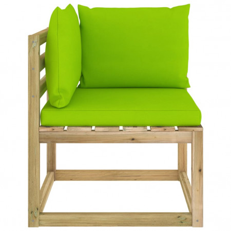 Canapea de grădină colțar cu perne, lemn de pin verde tratat - Img 1