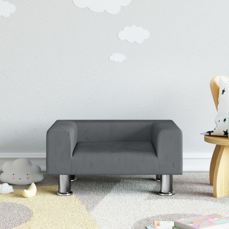 Canapea pentru copii, gri închis, 50x40x26,5 cm, catifea