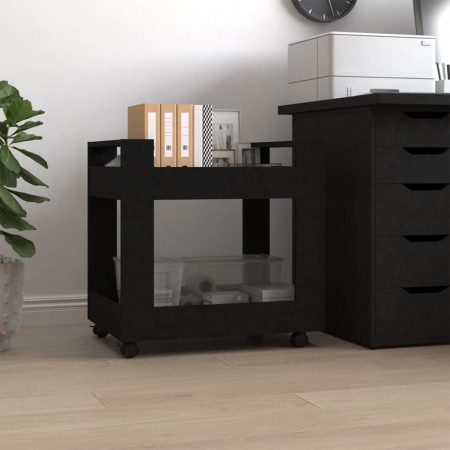 Cărucior de birou, negru, 60x45x60 cm, lemn prelucrat