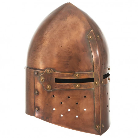 Coif cavaler medieval antichizat, jocuri roluri, arămiu, oțel - Img 1