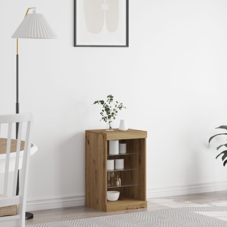 Comodă cu lumini LED Stejar Artizanal 41x37x67 cm