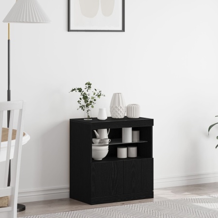 Comodă cu Lumini LED Stejar Negru 60x37x67 cm