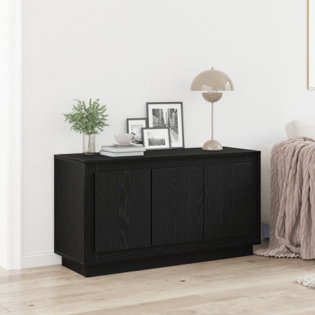 Comodă Neagră Stejar 102x35x55 cm Lemn Compus