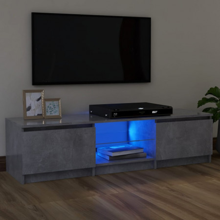 Comodă TV cu lumini LED, gri beton, 120x30x35,5 cm