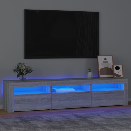 Comodă TV cu lumini LED, gri sonoma, 180x35x40 cm