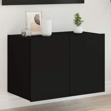 Comodă TV de perete cu lumini LED, negru, 60x35x41 cm