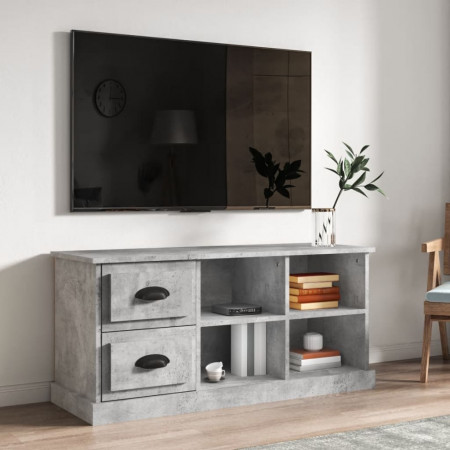 Comodă TV, gri beton, 102x35,5x47,5 cm, lemn prelucrat