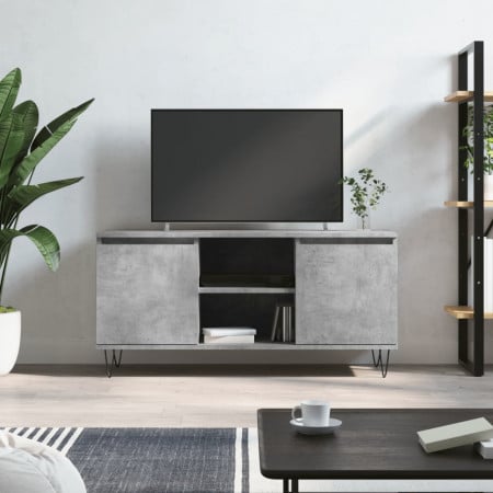 Comodă TV, gri beton, 104x35x50 cm, lemn compozit