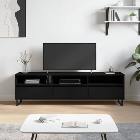 Comodă TV, negru, 150x30x44,5 cm, lemn prelucrat
