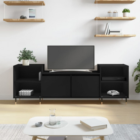 Comodă TV, negru, 160x35x55 cm, lemn prelucrat