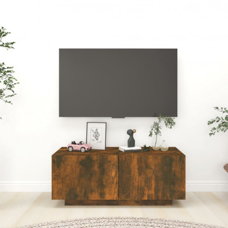 Comodă TV, stejar fumuriu, 100x35x40 cm, lemn prelucrat
