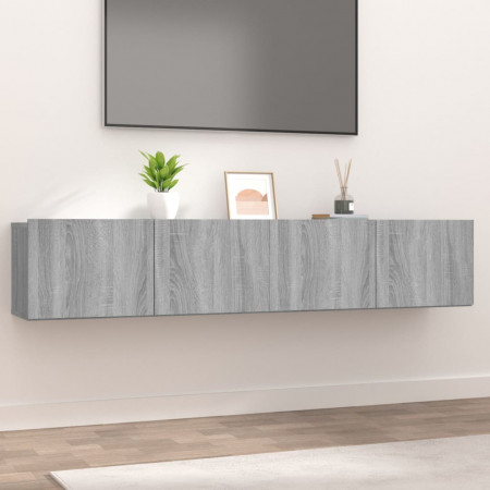 Comode TV, 2 buc., gri sonoma, 80x30x30 cm, lemn prelucrat