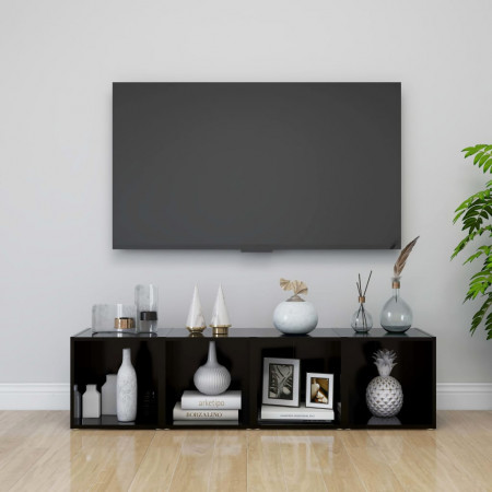 Comode TV, 4 buc., negru, 37x35x37 cm, PAL
