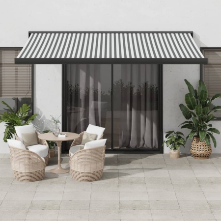 Copertină retractabilă antracit/alb, 4x3 m, textil/aluminiu