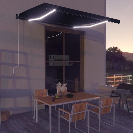 Copertină retractabilă manual cu LED, antracit, 400 x 300 cm