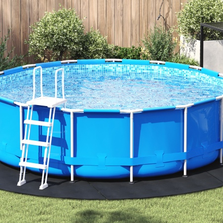 Copertină Rotundă pentru Piscină Neagră Plastic Ø 396 cm