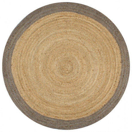 Covor manual cu margine gri, 90 cm, iută