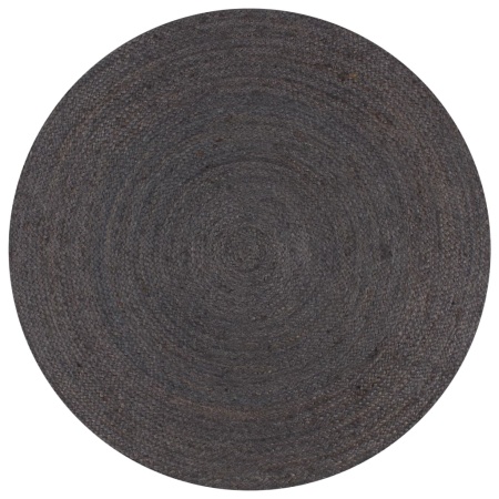 Covor manual, gri închis, 90 cm, iută, rotund