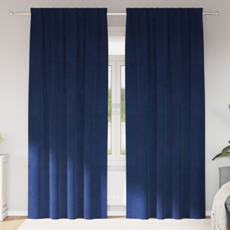 Draperii blackout cu bandă superioară 2 bucăți Bleumarin din catifea