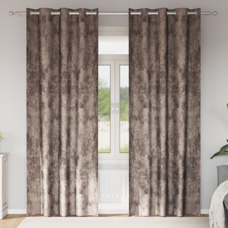 Draperii catifea 2 buc cu ochiuri cappuccino 225x140 cm