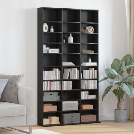 Dulap CD-uri, stejar negru, 101x23x177,5 cm, lemn prelucrat