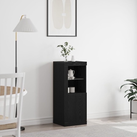 Dulap cu lumini LED Stejar Negru 41x37x100 cm