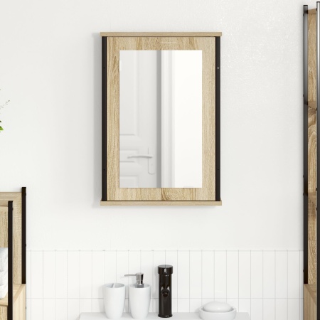 Dulap cu oglindă Stejar natural Placă de lemn, sticlă, metal Mediu
