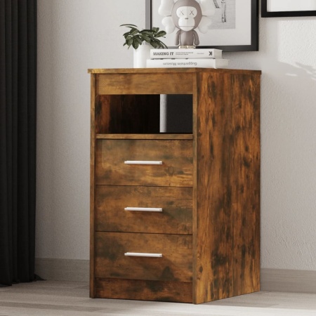 Dulap cu sertar, stejar fumuriu, 40x50x76 cm, lemn prelucrat