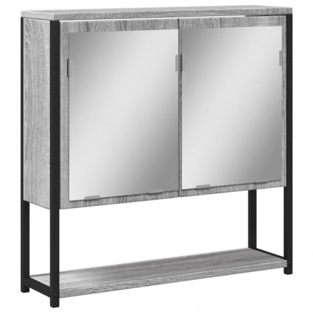 Dulap de baie cu oglindă gri sonoma 60x16x60 cm lemn compozit