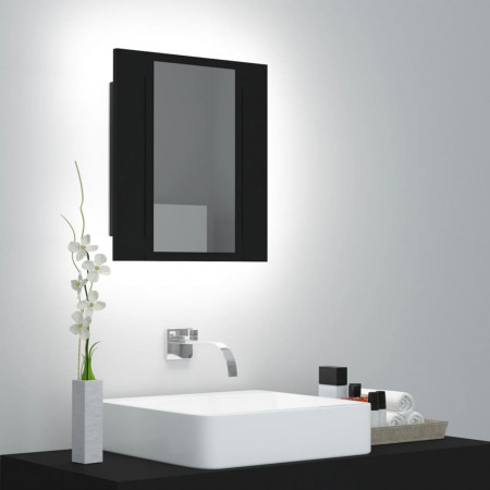 Dulap de baie cu oglindă &amp; LED, negru, 40x12x45 cm, acril - Img 1