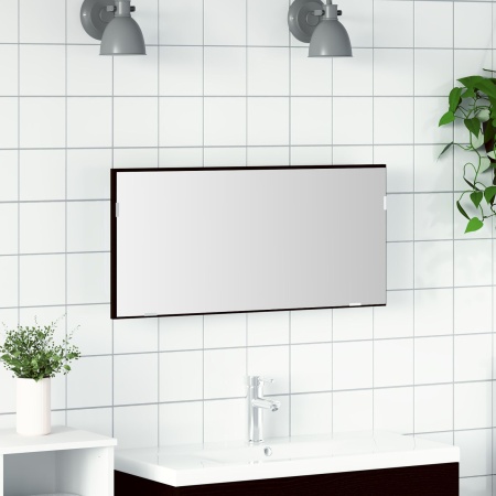 Dulap de baie cu oglindă și iluminare LED Stejar Negru 80x37 cm