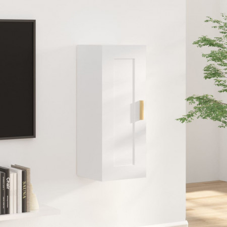 Dulap de perete, alb extralucios, 35x34x90 cm, lemn compozit