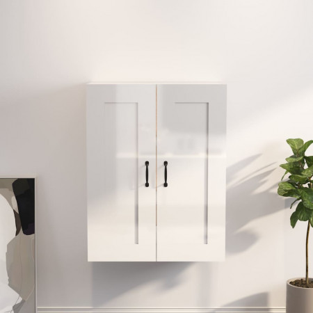 Dulap de perete suspendat, alb extralucios, 69,5x32,5x90 cm