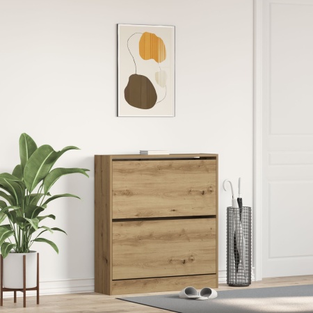 Dulap pentru pantofi cu sertar rabatabil Stejar afumat 80x21x87,5 cm