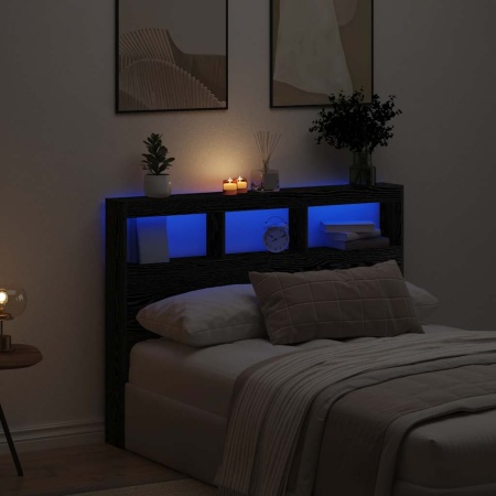 Dulap pentru tăblie cu LED Stejar negru 140x17x102 cm
