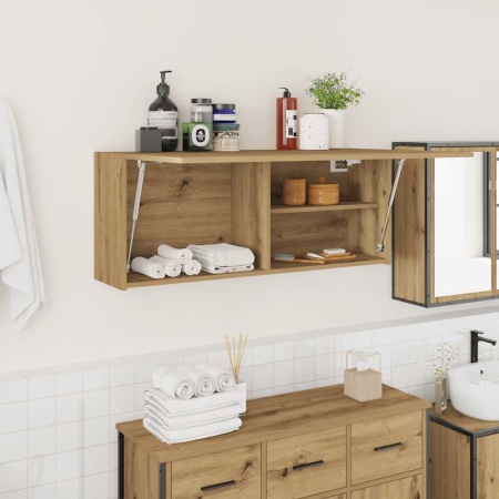 Dulap perete baie stejar artizanal, 100x25x40 cm lemn prelucrat