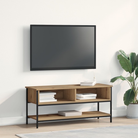 Dulap TV Artisan Stejar 100x35x45 cm Lemn compozit și Oțel