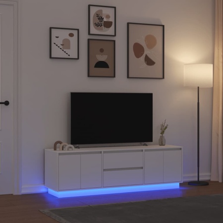 Dulap TV cu lumini LED alb 160,5x41x50 cm