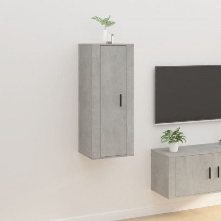 Dulap TV montat pe perete, gri beton, 40x34,5x100 cm