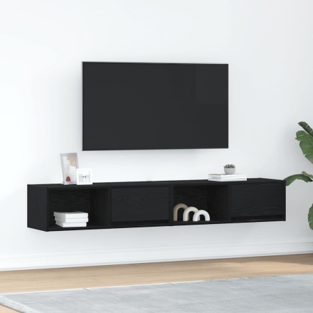 Dulapuri TV 2 buc Stejar negru 80x31x25,5 cm Lemn prelucrat
