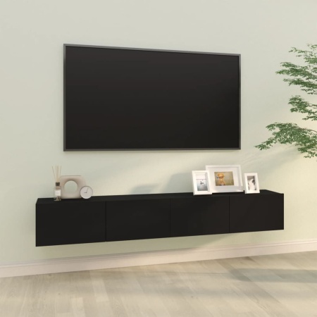 Dulapuri TV de perete 2 buc. negru 100x30x30 cm lemn compozit - Img 1