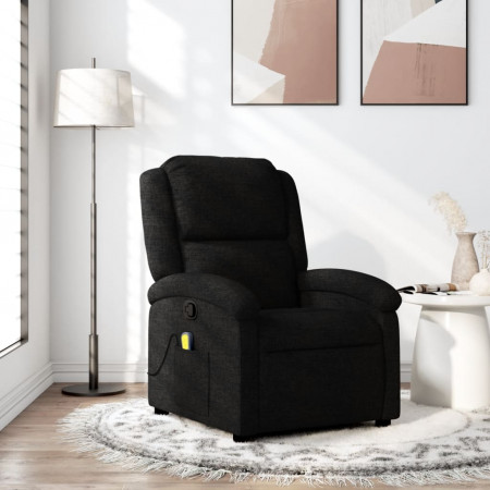 Fotoliu de masaj rabatabil, negru, material textil