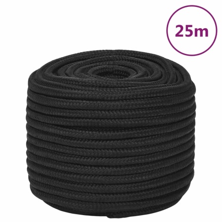 Frânghie de barcă, negru complet, 14 mm, 25 m, polipropilenă