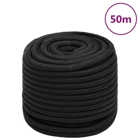 Frânghie de barcă, negru complet, 16 mm, 50 m, polipropilenă