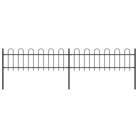 Gard de grădină cu vârf curbat, negru, 3,4 m, oțel