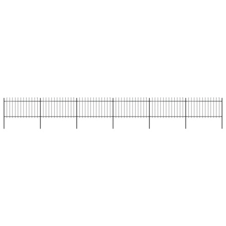 Gard de grădină cu vârf suliță, negru, 10,2 m, oțel - Img 1