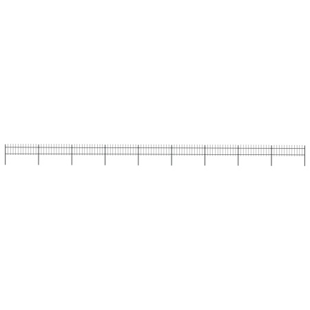 Gard de grădină cu vârf suliță, negru, 15,3 m, oțel